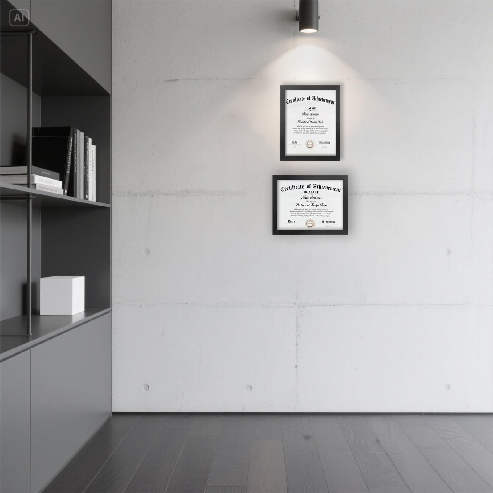 DOAI ART 8.5x11 Certificate Frame, 8.5 by 11 Picture Diploma Document Degree Frame for Wall and Tabletop, Black